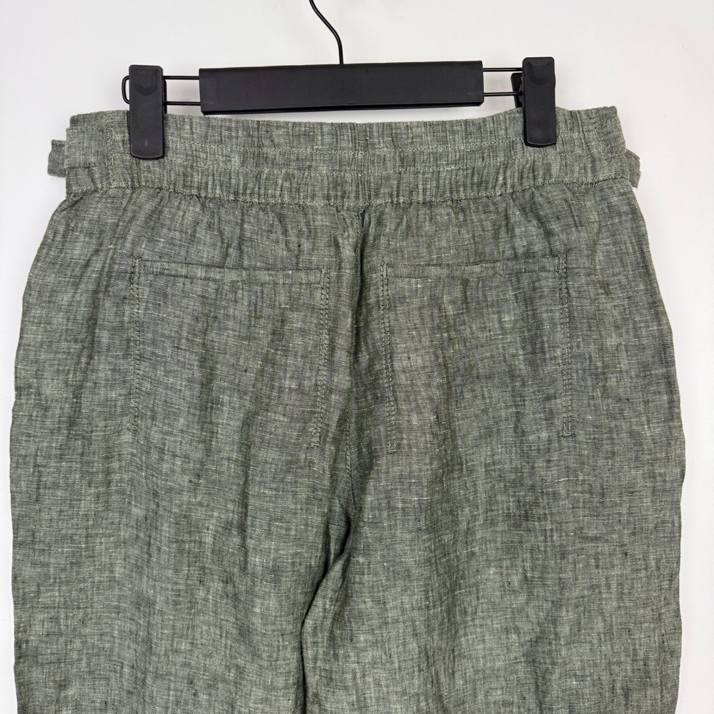 Athleta Voyager Cropped Linen Pants in Aspen Olive Green Size 6 - Picture 6 of 10